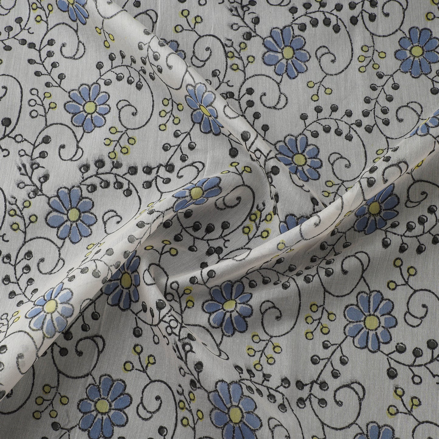 Sanganeri Hand Block Print Chanderi Silk Fabric 09