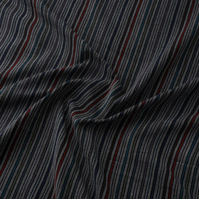 Gray - Jhiri Pure Handloom Stripes Cotton Fabric 02