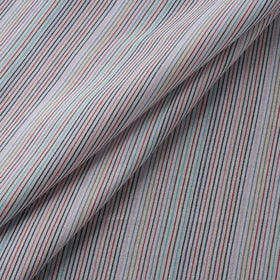 White - Jhiri Pure Handloom Stripes Cotton Fabric 03