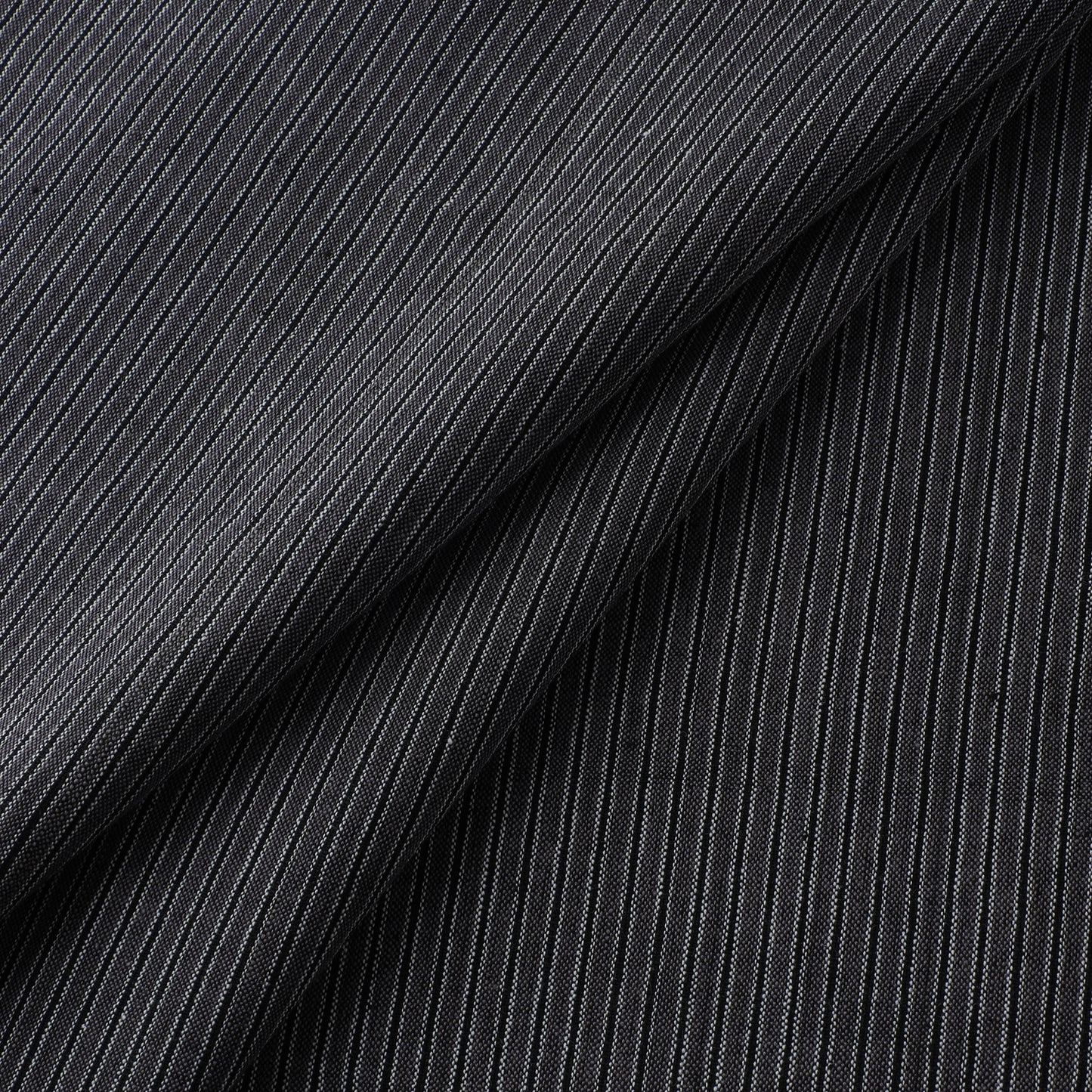 Black - Jhiri Pure Handloom Stripes Cotton Fabric 04