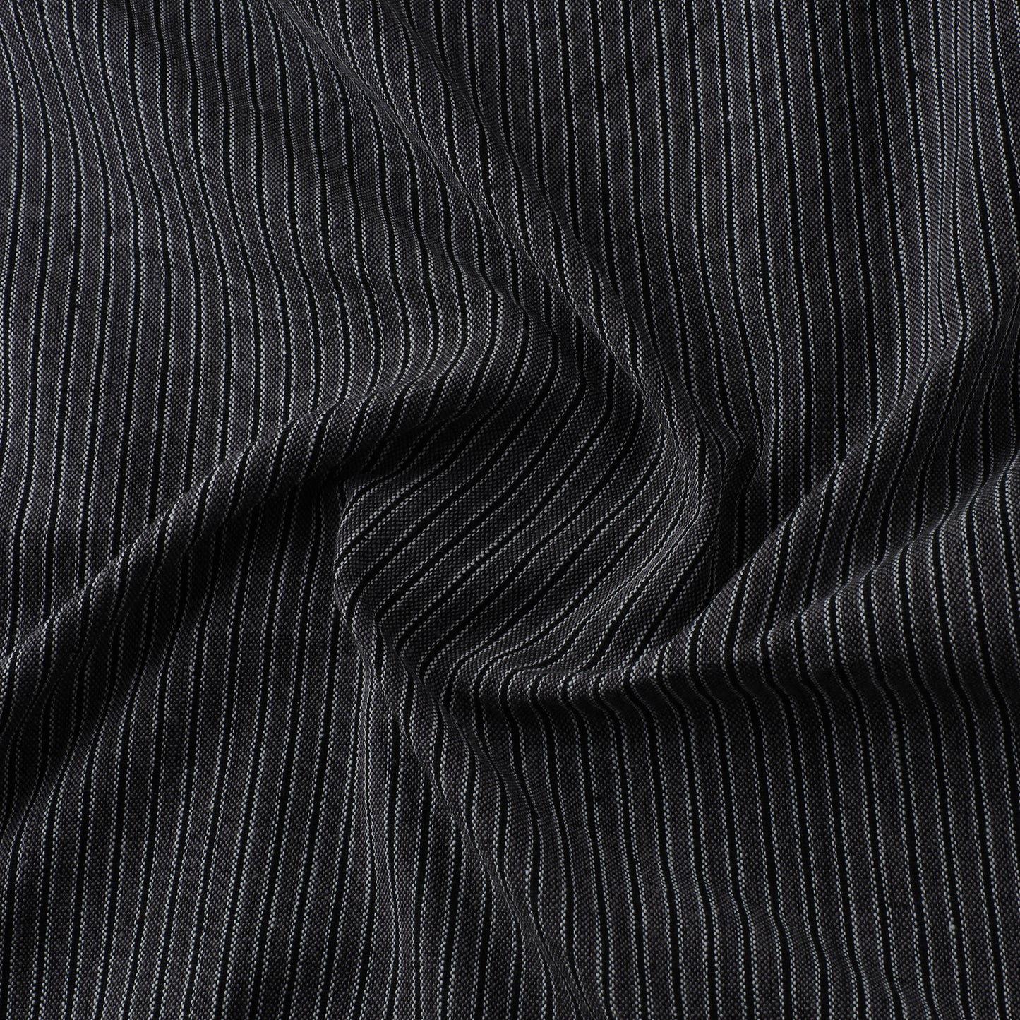 Black - Jhiri Pure Handloom Stripes Cotton Fabric 04