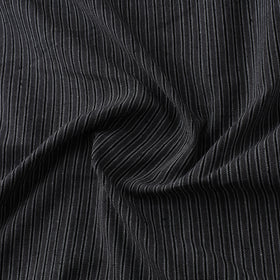 Black - Jhiri Pure Handloom Stripes Cotton Fabric 04