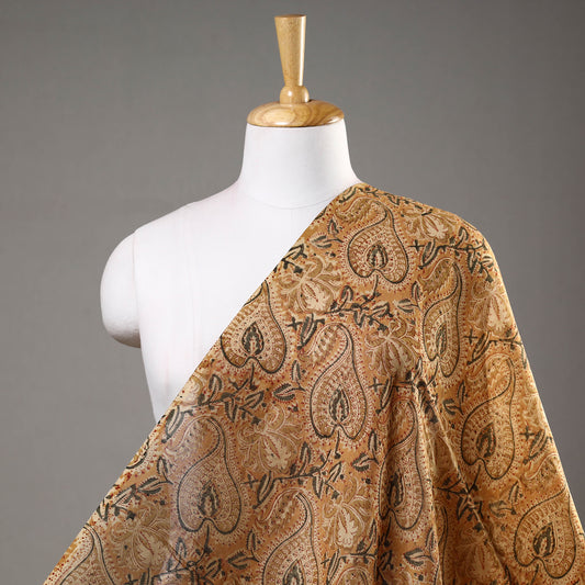 Brown - Pedana Kalamkari Block Printed Chanderi Silk Fabric
