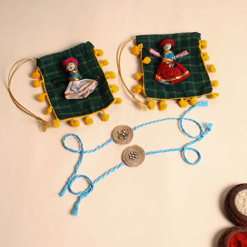  Handmade Stone Work Jute Rakhi (Set Of 2)