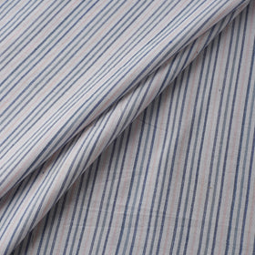 Gray - Jhiri Pure Handloom Stripes Cotton Fabric 07