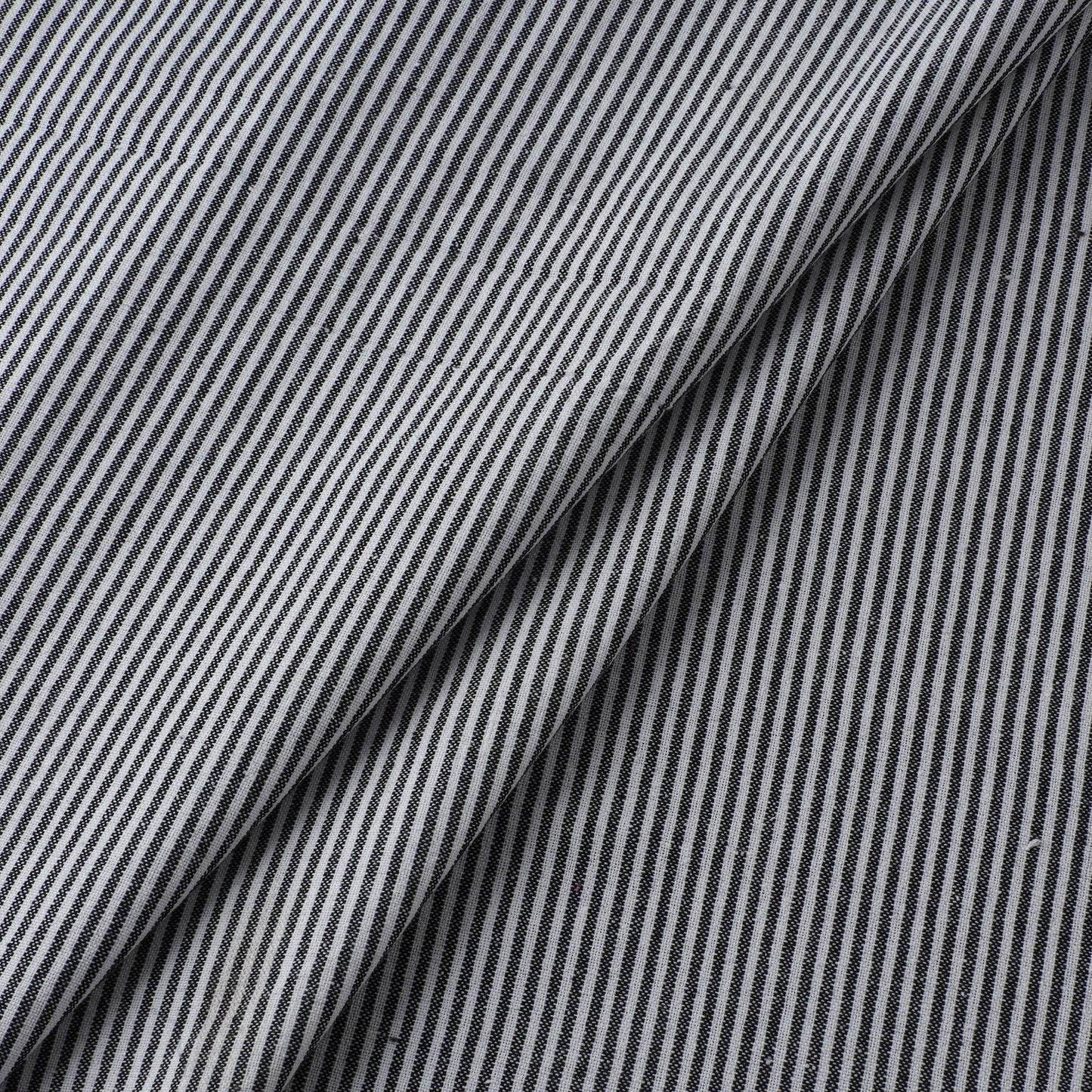 Gray - Jhiri Pure Handloom Stripes Cotton Fabric 08