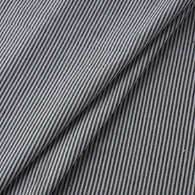 Gray - Jhiri Pure Handloom Stripes Cotton Fabric 08