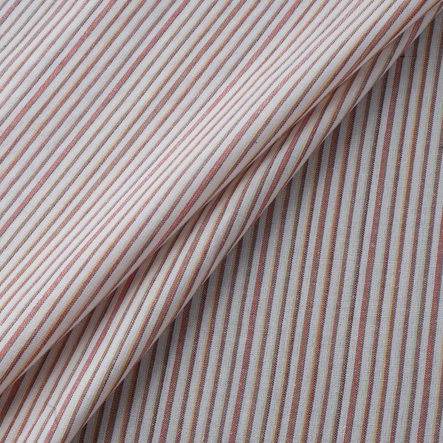 White - Jhiri Pure Handloom Stripes Cotton Fabric 11