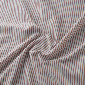 White - Jhiri Pure Handloom Stripes Cotton Fabric 11