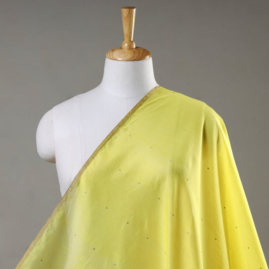 Yellow - Traditional Chanderi Silk Cotton Handloom Zari Buti Fabric