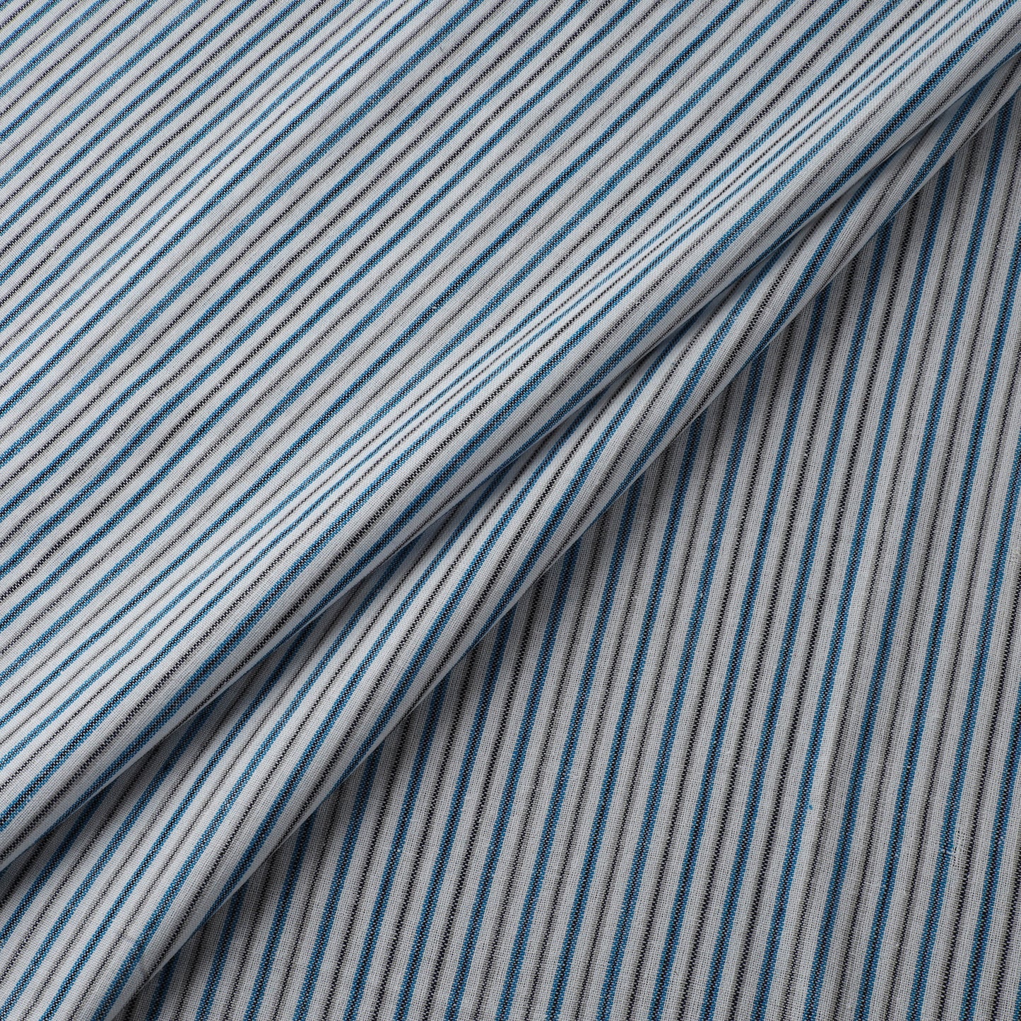 Gray - Jhiri Pure Handloom Stripes Cotton Fabric 14