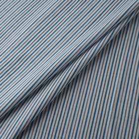 Gray - Jhiri Pure Handloom Stripes Cotton Fabric 14