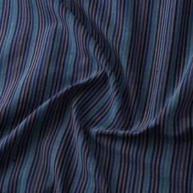 Blue - Jhiri Pure Handloom Stripes Cotton Fabric 15