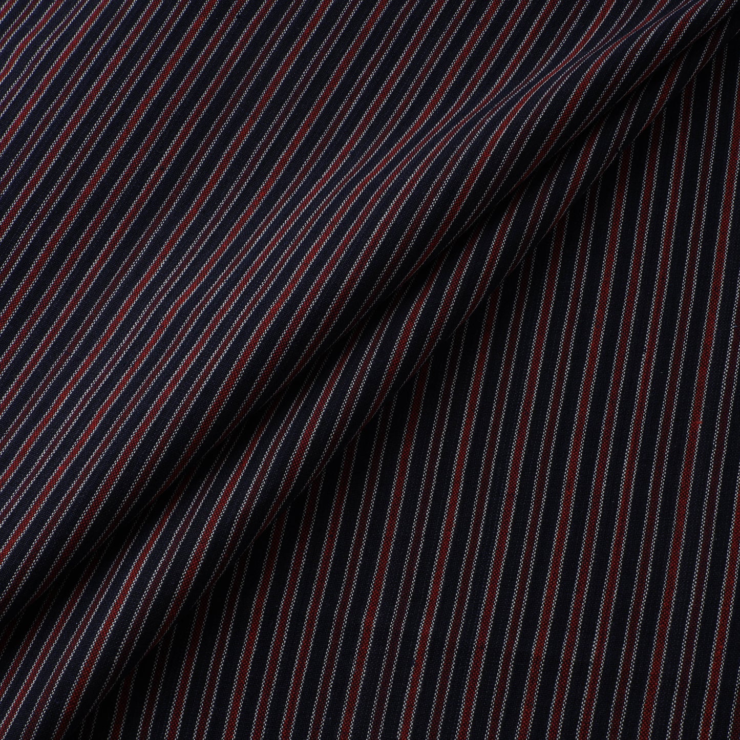 Brown - Jhiri Pure Handloom Stripes Cotton Fabric 17