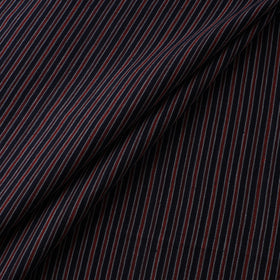 Brown - Jhiri Pure Handloom Stripes Cotton Fabric 17