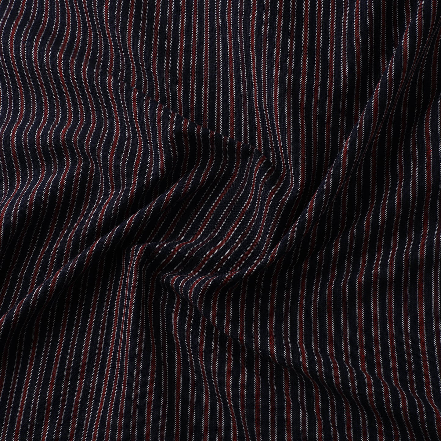 Brown - Jhiri Pure Handloom Stripes Cotton Fabric 17