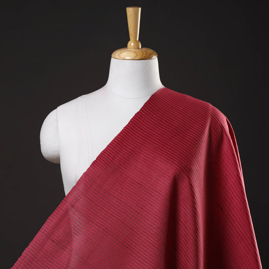 Dark Pink - Vidarbha Tussar Silk Checks Handloom Fabric
