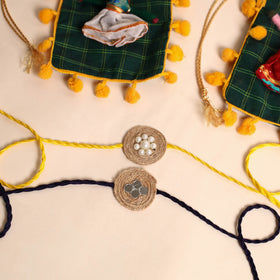  Handmade Bead & Mirror Work Jute Rakhi (Set of 2)