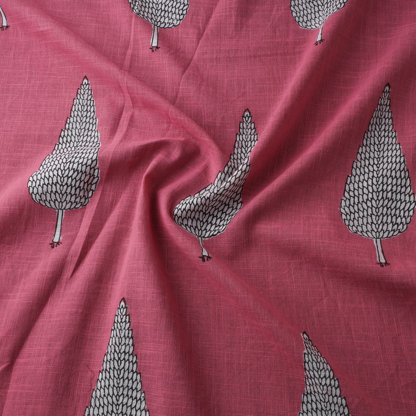 Pink - Akola Hand Block Print Slub Cotton Fabric 01