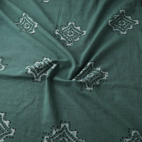 Green - Akola Hand Block Print Slub Cotton Fabric 02