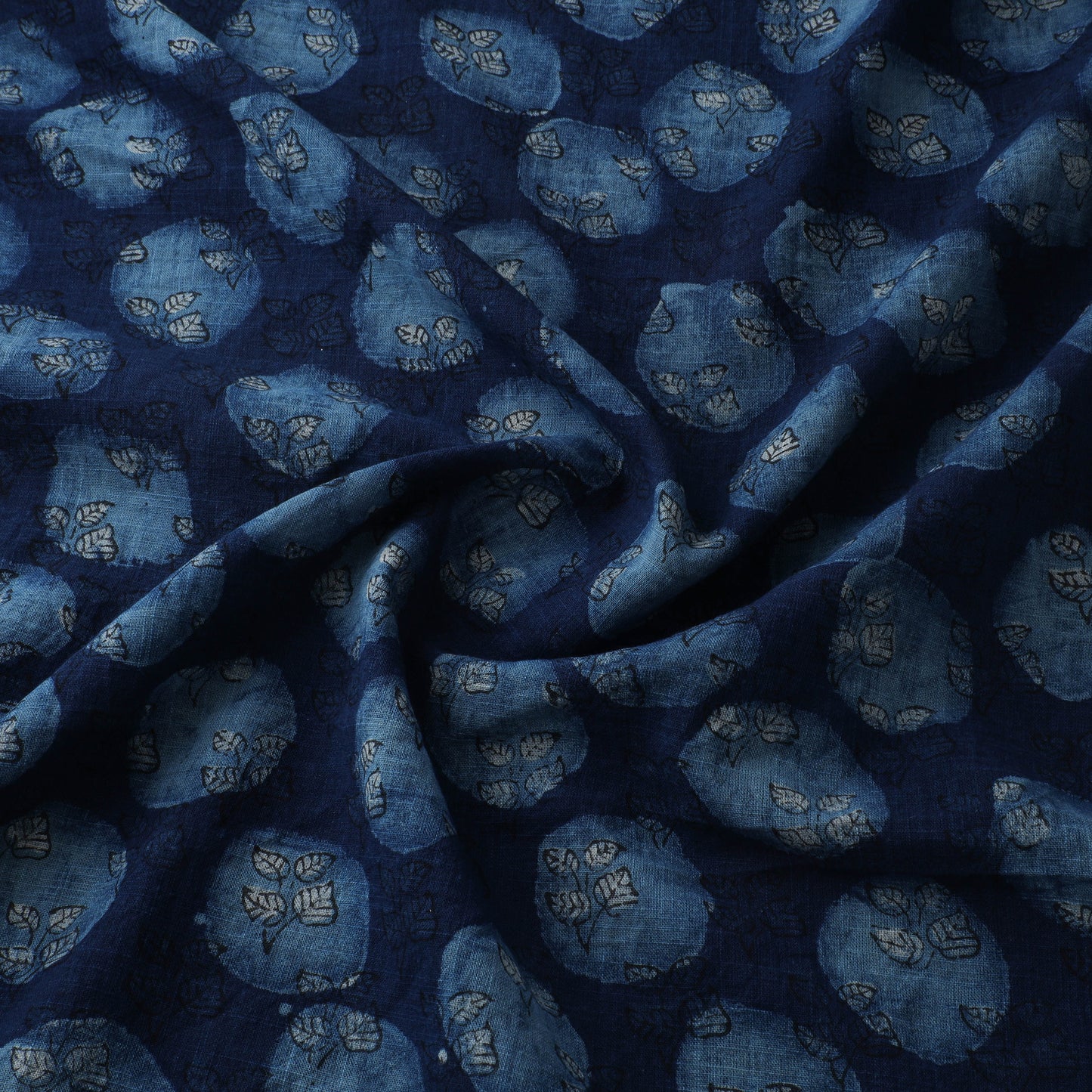 Blue - Akola Hand Block Print Slub Cotton Fabric 03