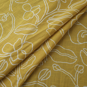 Yellow - Akola Hand Block Print Slub Cotton Fabric 07