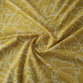 Yellow - Akola Hand Block Print Slub Cotton Fabric 07
