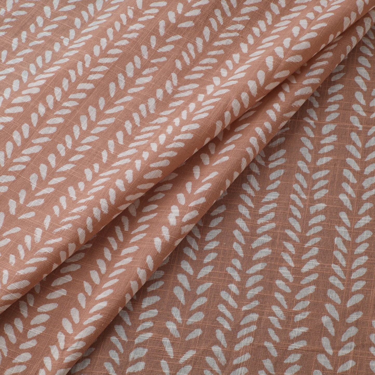 Brown - Akola Hand Block Print Slub Cotton Fabric 08