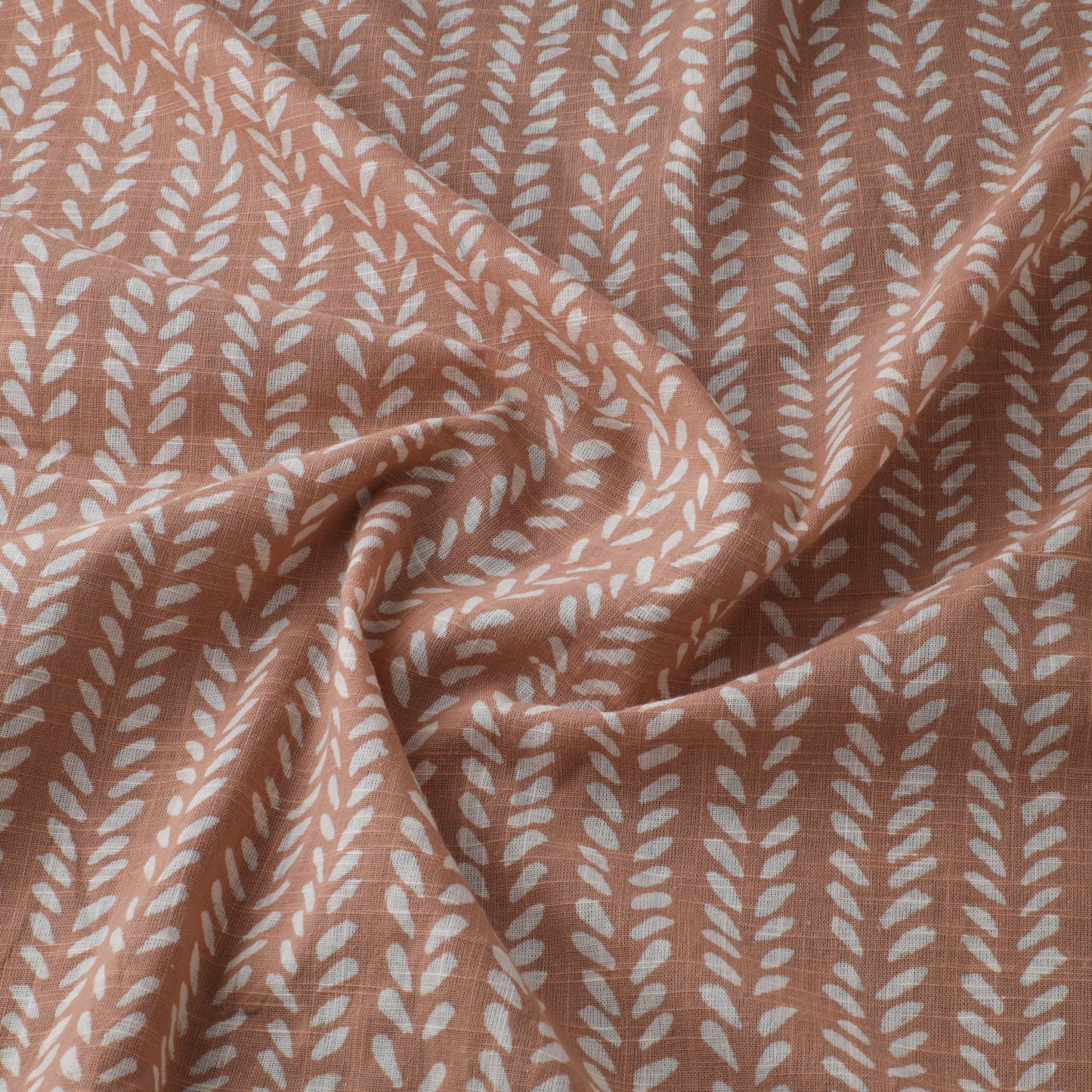 Brown - Akola Hand Block Print Slub Cotton Fabric 08