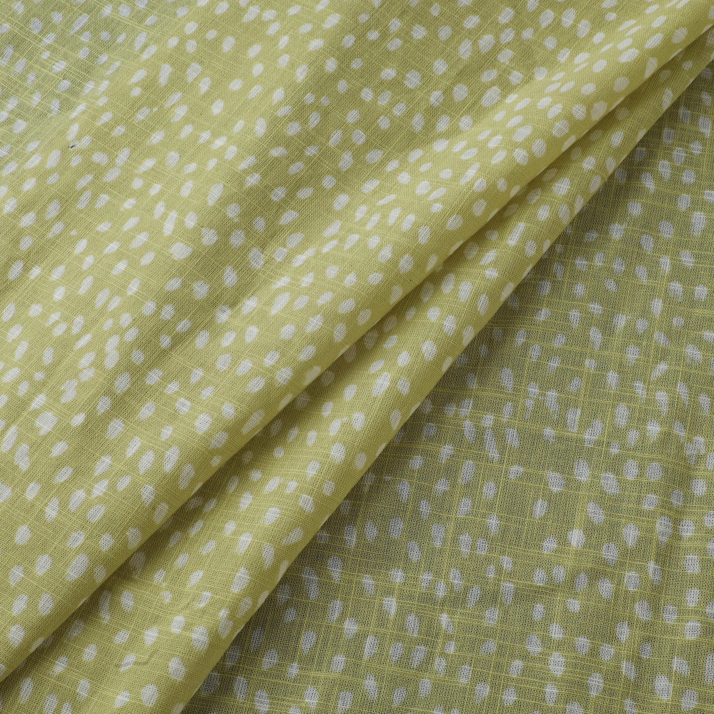 Yellow - Akola Hand Block Print Slub Cotton Fabric 09