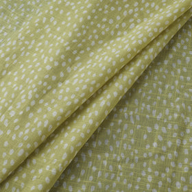 Yellow - Akola Hand Block Print Slub Cotton Fabric 09