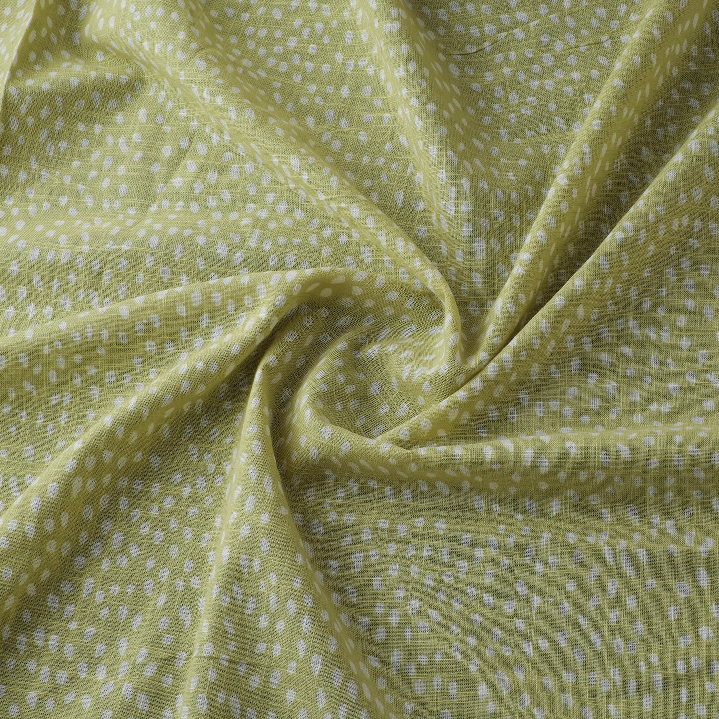 Yellow - Akola Hand Block Print Slub Cotton Fabric 09