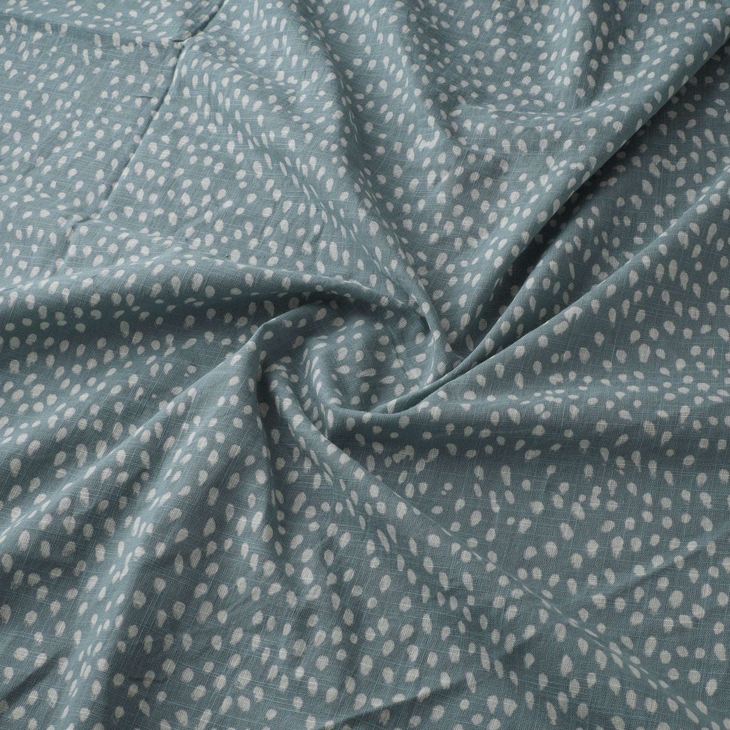 Green - Akola Hand Block Print Slub Cotton Fabric 10