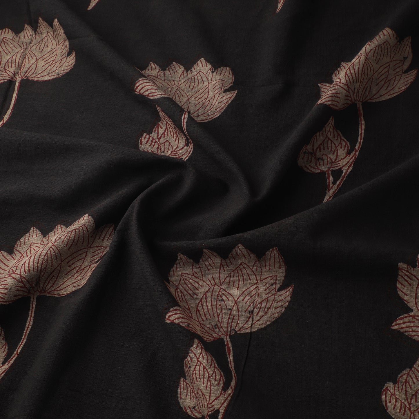 Brown - Akola Hand Block Print Slub Cotton Fabric 12