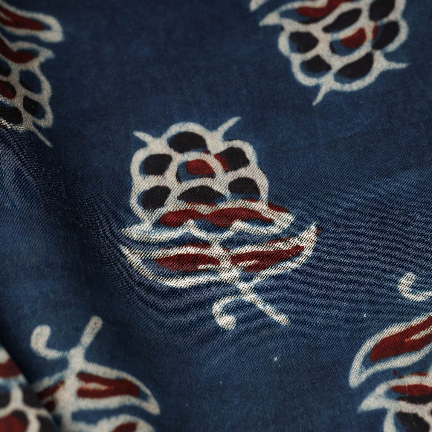 Blue Larch Boota Ajrakh Hand Block Printed Modal Silk Fabric