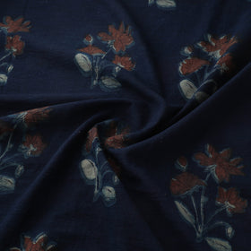 Blue - Akola Hand Block Print Slub Cotton Fabric 15