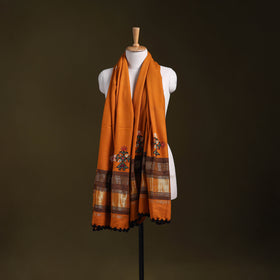 Orange - kutch ahir hand embroidery mirror work woollen