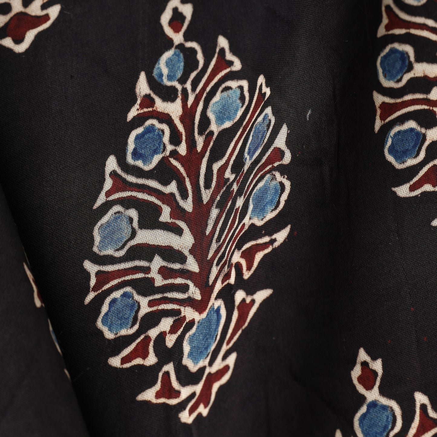 Black - Ajrakh Hand Block Printed Modal Silk Fabric