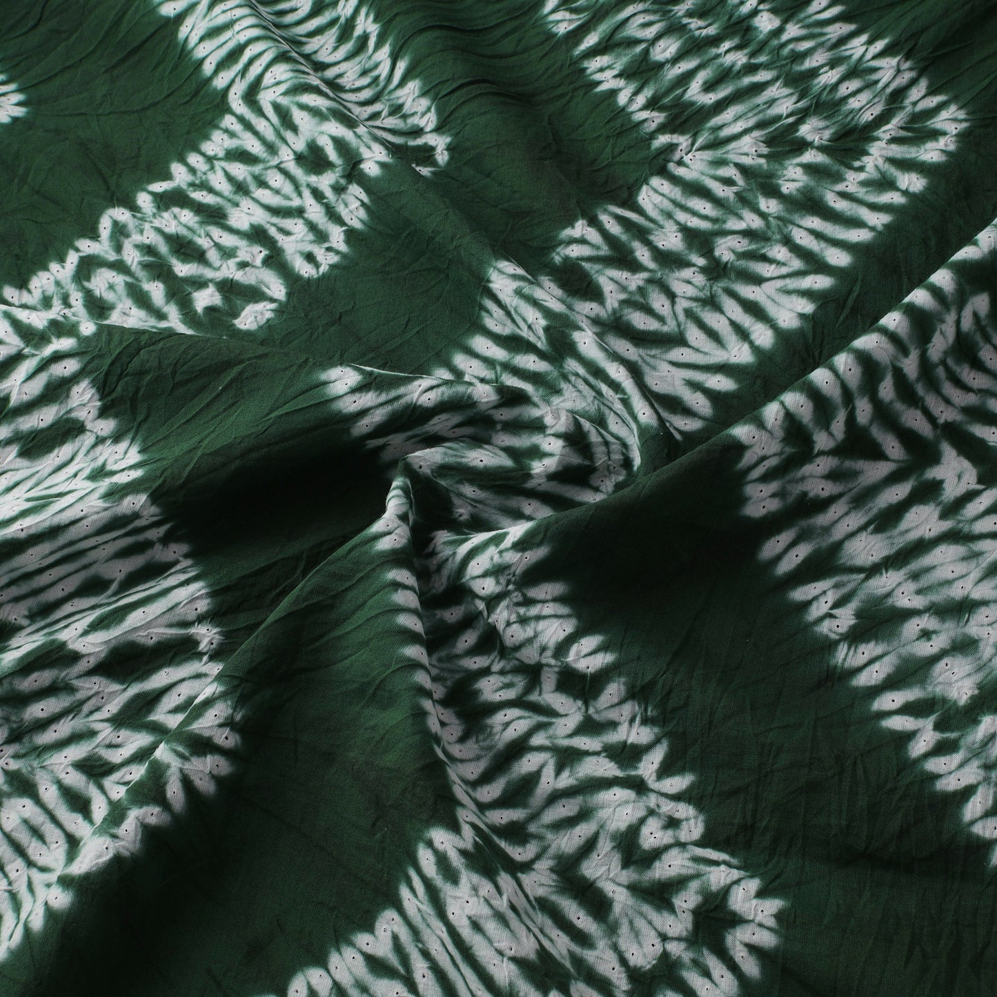 Green - Shibori Tie-Dye Pure Cotton Fabric 16