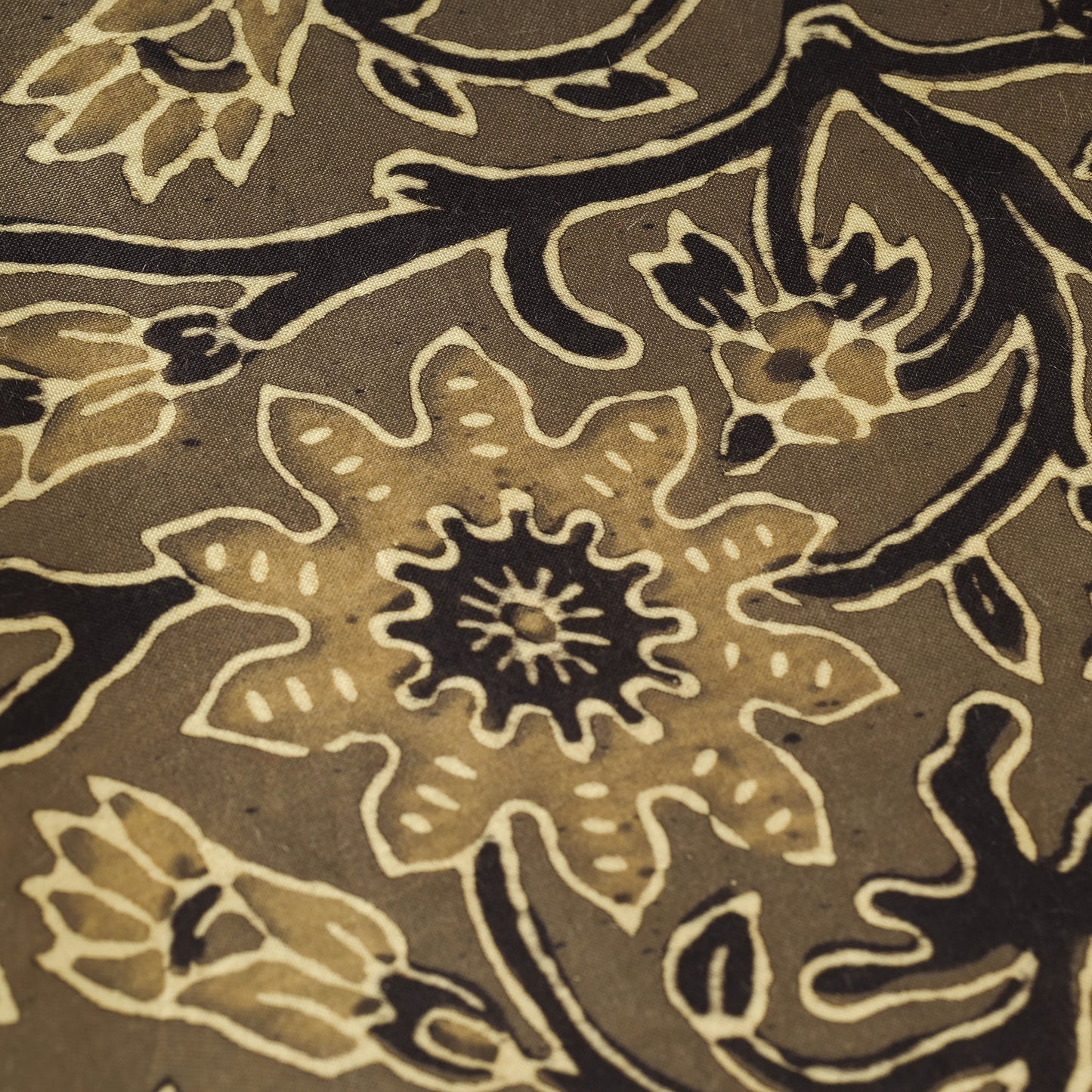 Brown - Tropical Phool Jaal Ajrakh Hand Block Printed Modal Silk Fabric