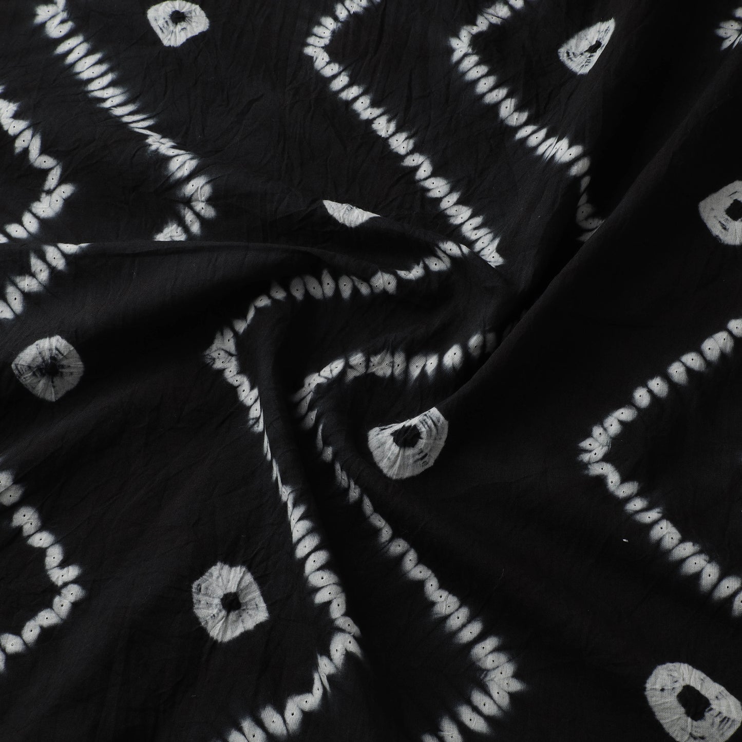 Black - Shibori Tie-Dye Pure Cotton Fabric 22