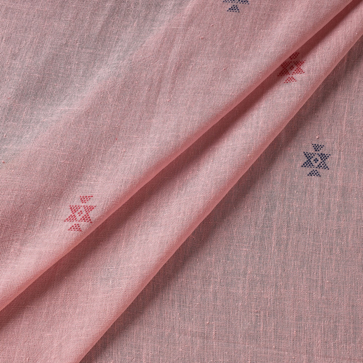 Pink - Organic Kala Cotton Pure Handloom Buti Fabric