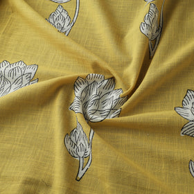 Yellow - Akola Hand Block Print Slub Cotton Fabric 18