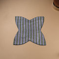 Green - Hand Embroidered Floral Block Print Cotton Roti Napkin 08
