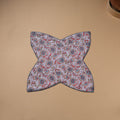 Purple - Hand Embroidered Floral Block Print Cotton Roti Napkin 09
