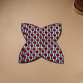 Red - Hand Embroidered Floral Block Print Cotton Roti Napkin 10