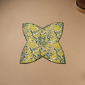 Yellow - Hand Embroidered Floral Block Print Cotton Roti Napkin 17