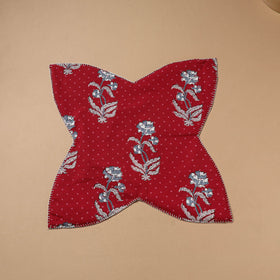 Hand Embroidered Floral Block Print Cotton Roti Napkin 18