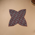 Red - Hand Embroidered Floral Block Print Cotton Roti Napkin 19