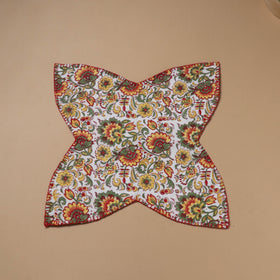 Multi clour - Hand Embroidered Floral Block Print Cotton Roti Napkin 20